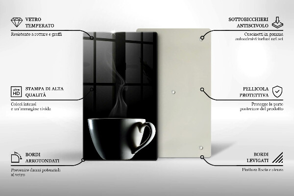 Kuchynská doska veľká zo skla Šálka čaju