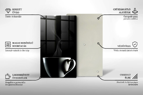 Kuchynská doska veľká zo skla Šálka čaju