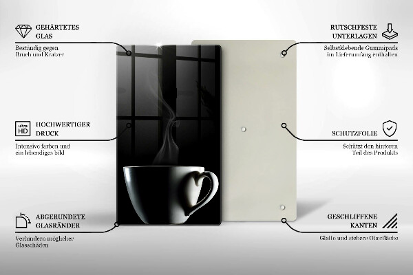 Kuchynská doska veľká zo skla Šálka čaju