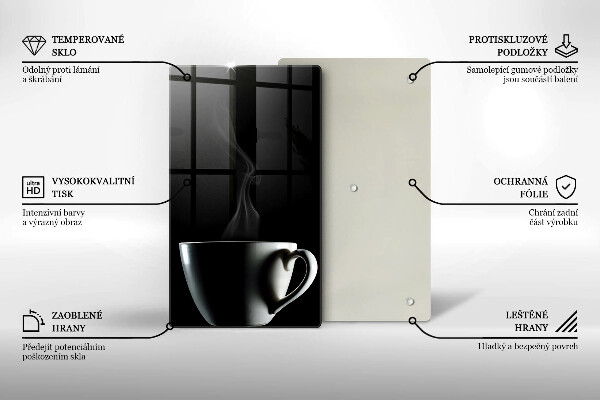 Kuchynská doska veľká zo skla Šálka čaju