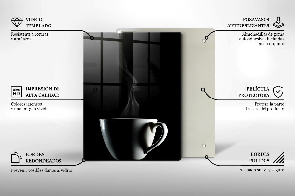 Kuchynská doska veľká zo skla Šálka čaju