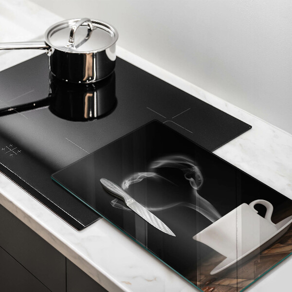 Kuchynská doska veľká zo skla Srdce šálky kávy