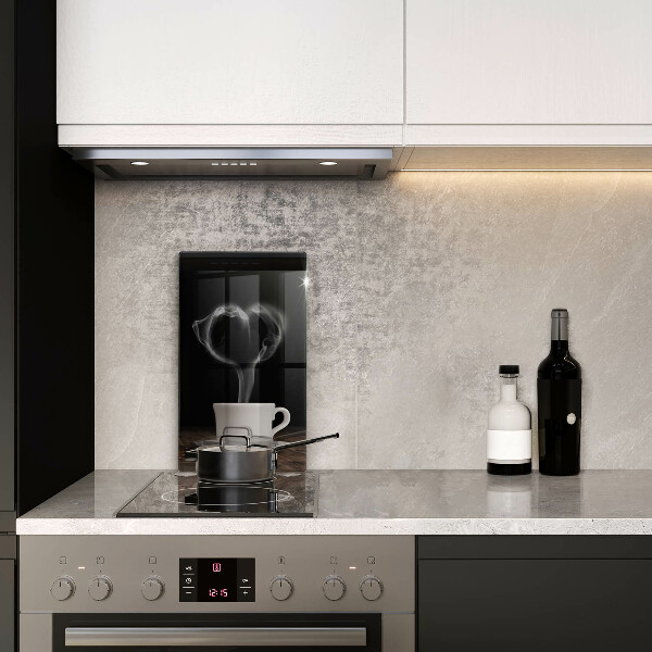 Kuchynská doska veľká zo skla Srdce šálky kávy