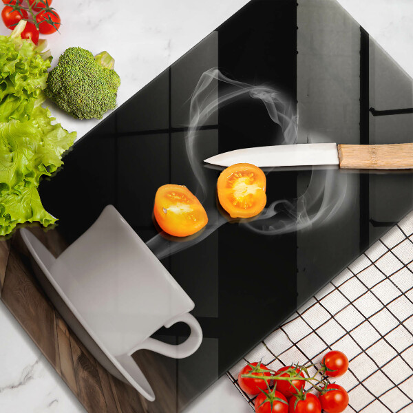 Kuchynská doska veľká zo skla Srdce šálky kávy