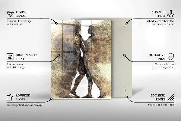 Kuchynská doska veľká zo skla Telá zamilovaných ľudí