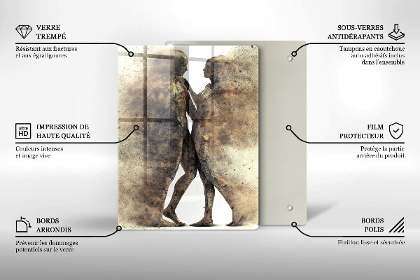 Kuchynská doska veľká zo skla Telá zamilovaných ľudí