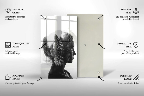 Kuchynská doska veľká zo skla Žena a les