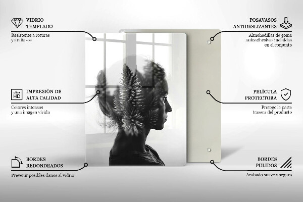 Kuchynská doska veľká zo skla Žena a les