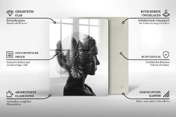 Kuchynská doska veľká zo skla Žena a les