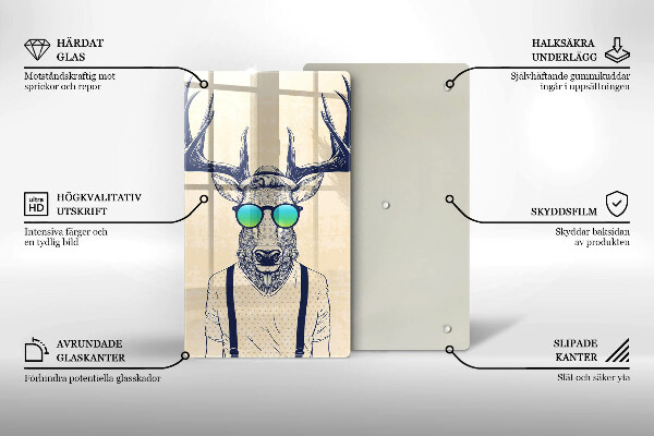 Kuchynská doska veľká zo skla Jeleň muž ilustrácie