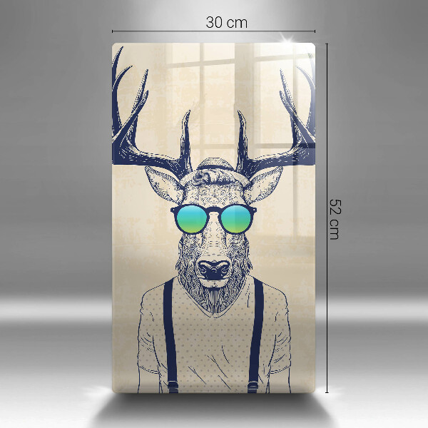 Kuchynská doska veľká zo skla Jeleň muž ilustrácie