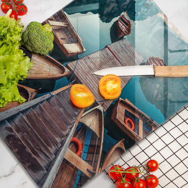 Kuchynská doska veľká zo skla Lode na jazere