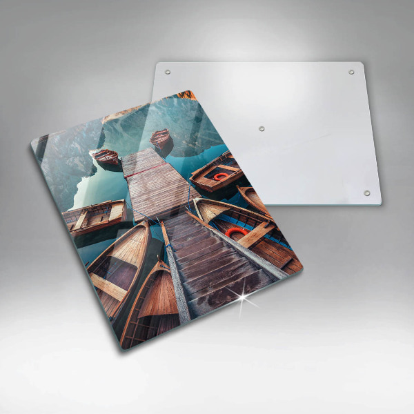 Kuchynská doska veľká zo skla Lode na jazere