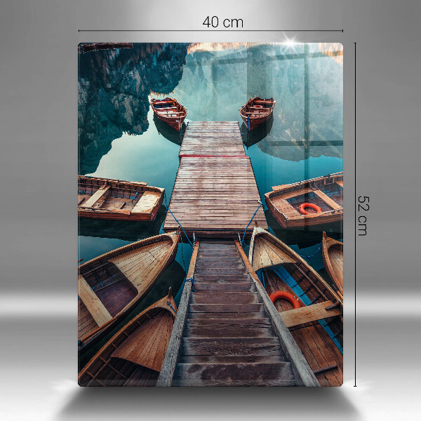 Kuchynská doska veľká zo skla Lode na jazere