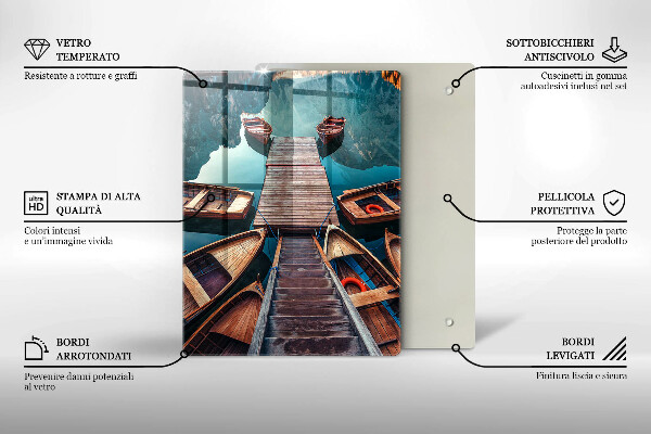 Kuchynská doska veľká zo skla Lode na jazere