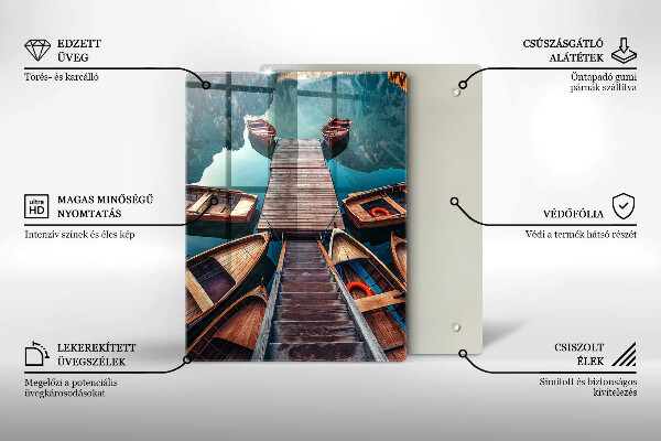 Kuchynská doska veľká zo skla Lode na jazere