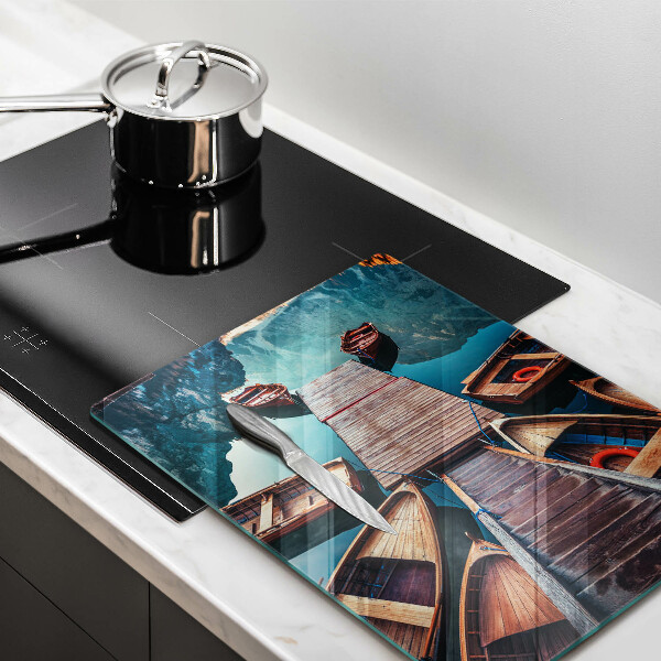 Kuchynská doska veľká zo skla Lode na jazere