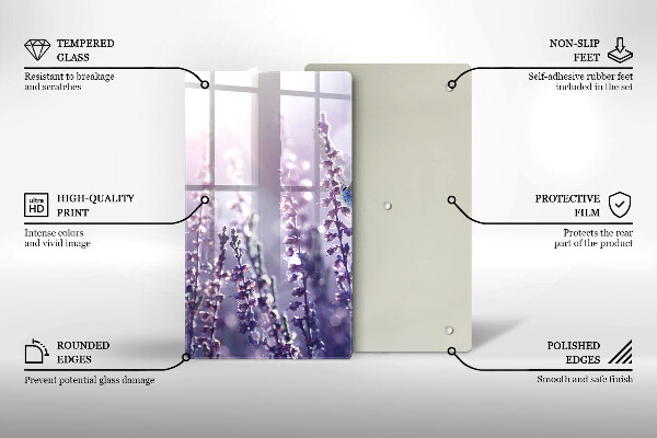 Kuchynská doska veľká zo skla Poľné kvety a motýľ