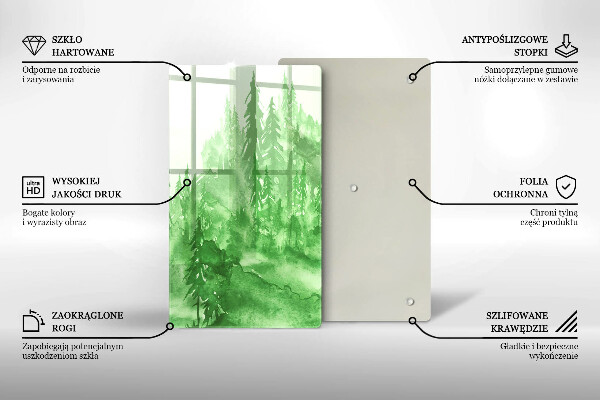 Kuchynská doska veľká zo skla Maľovaný les