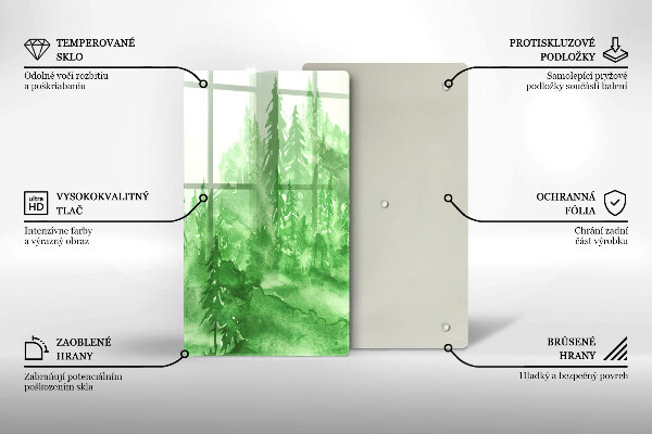 Kuchynská doska veľká zo skla Maľovaný les
