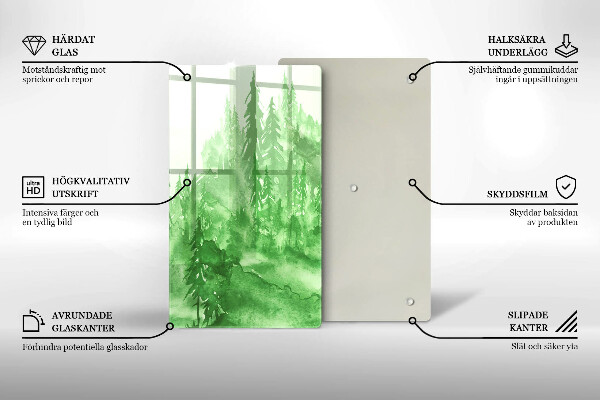 Kuchynská doska veľká zo skla Maľovaný les