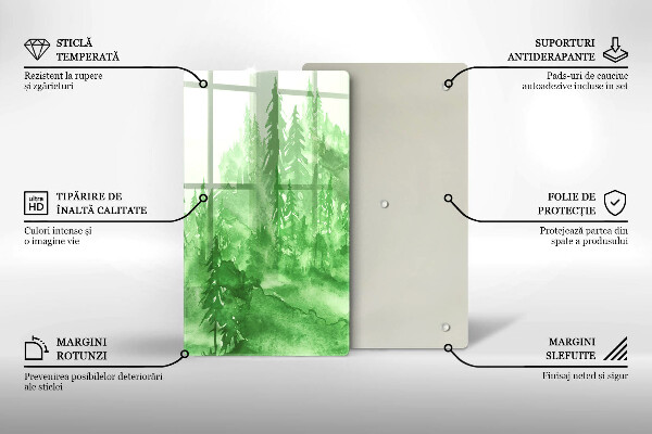 Kuchynská doska veľká zo skla Maľovaný les