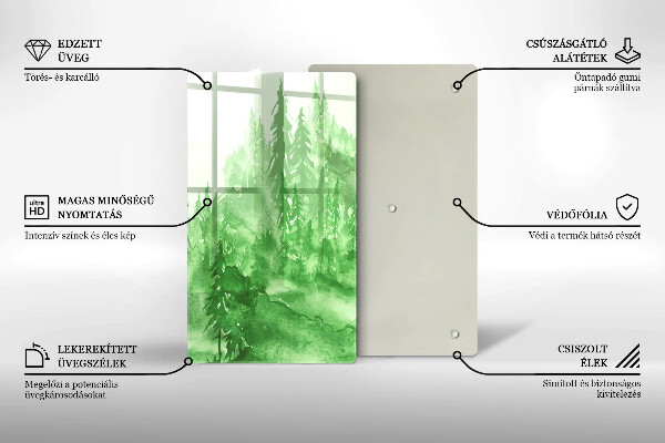 Kuchynská doska veľká zo skla Maľovaný les