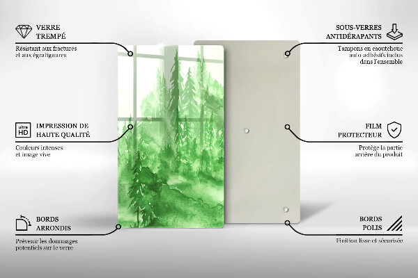 Kuchynská doska veľká zo skla Maľovaný les