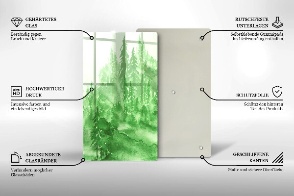 Kuchynská doska veľká zo skla Maľovaný les