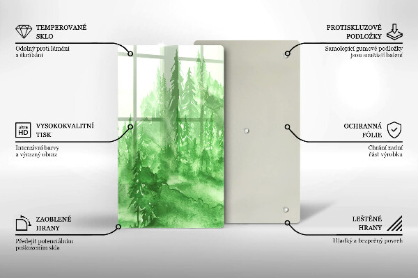 Kuchynská doska veľká zo skla Maľovaný les