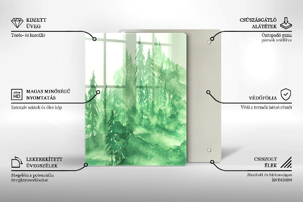 Kuchynská doska veľká zo skla Maľovaný les