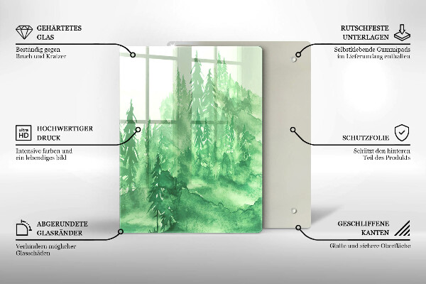 Kuchynská doska veľká zo skla Maľovaný les