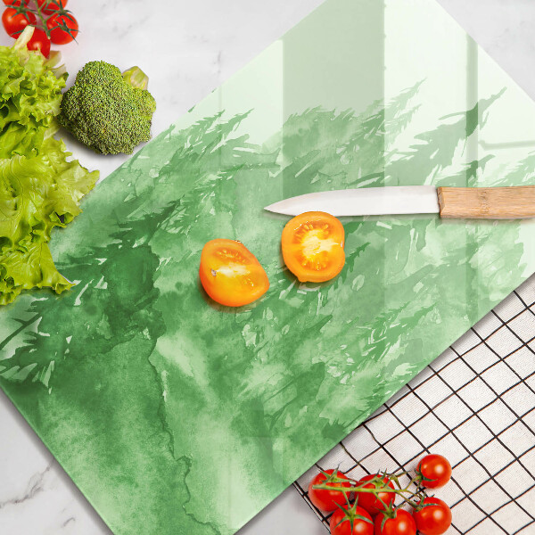 Kuchynská doska veľká zo skla Maľovaný les