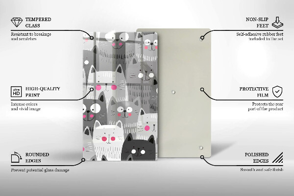 Kuchynská doska veľká zo skla Ilustrácie mačky