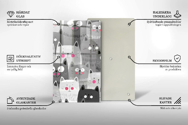 Kuchynská doska veľká zo skla Ilustrácie mačky