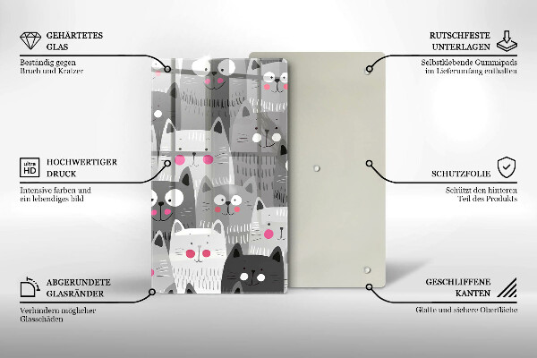 Kuchynská doska veľká zo skla Ilustrácie mačky