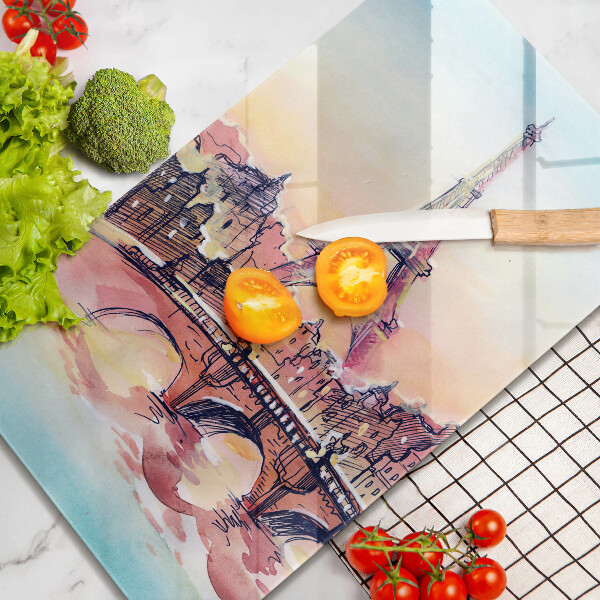 Kuchynská doska veľká zo skla Krajina Parížskej Eiffelovej veže