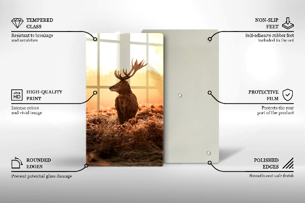 Kuchynská doska veľká zo skla Jeleň v poli