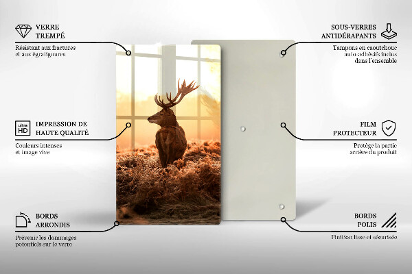 Kuchynská doska veľká zo skla Jeleň v poli