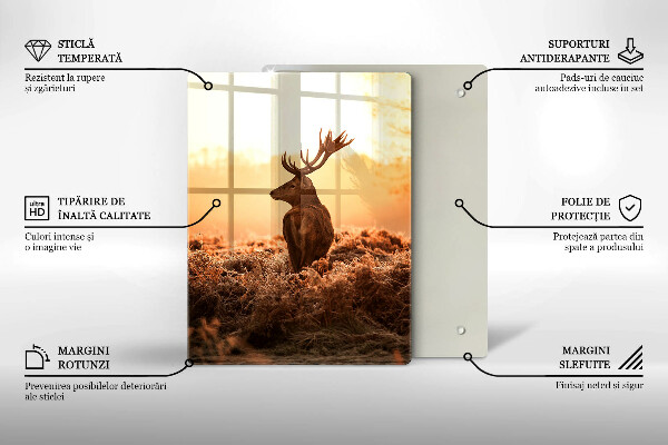 Kuchynská doska veľká zo skla Jeleň v poli