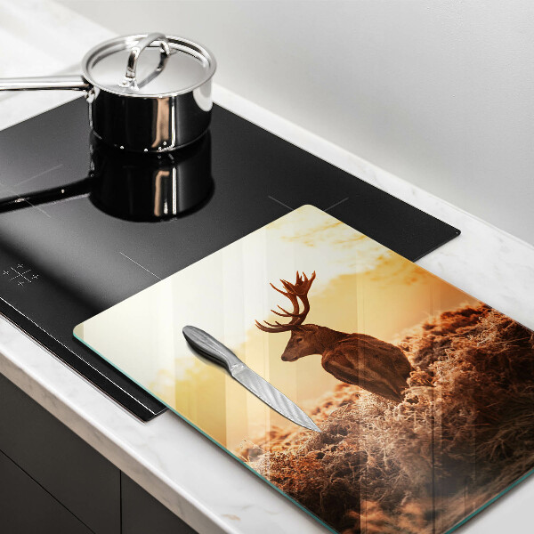 Kuchynská doska veľká zo skla Jeleň v poli