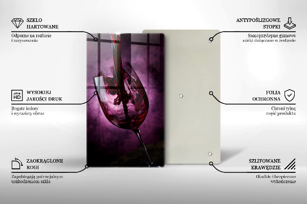 Kuchynská doska veľká zo skla Pohár vína