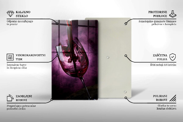 Kuchynská doska veľká zo skla Pohár vína