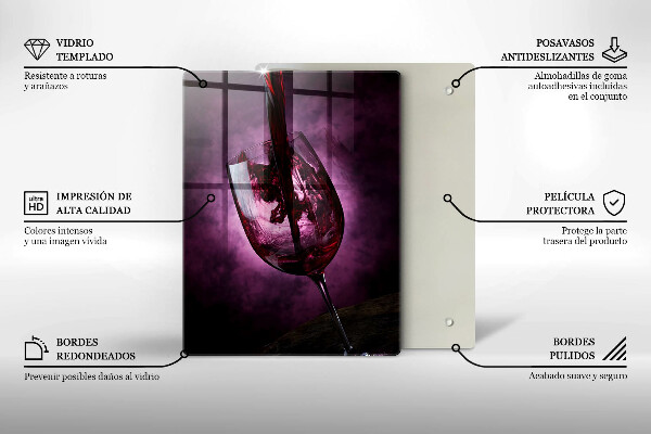 Kuchynská doska veľká zo skla Pohár vína