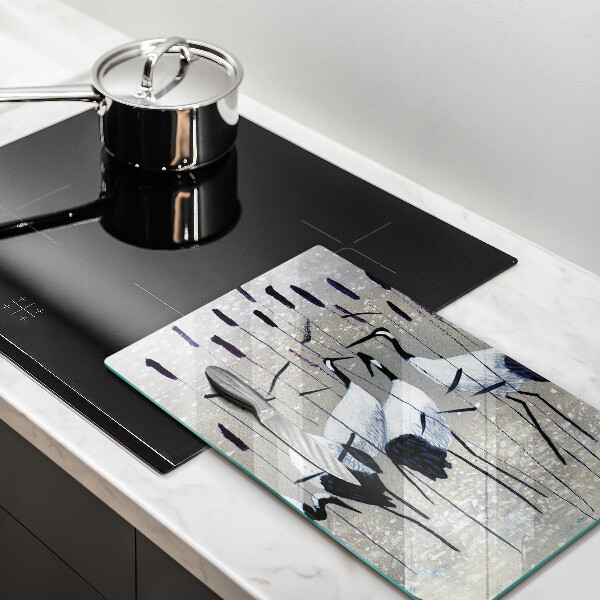 Kuchynská doska veľká zo skla Japonské žeriavy