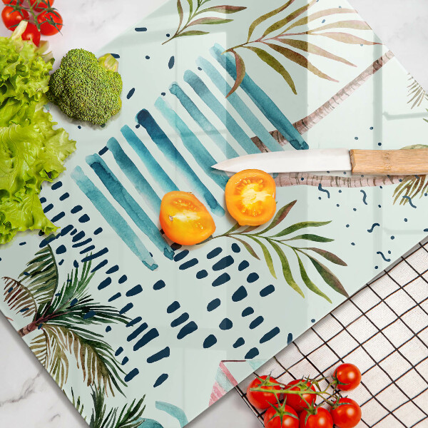 Kuchynská doska veľká zo skla Dovolenkové ilustrácie