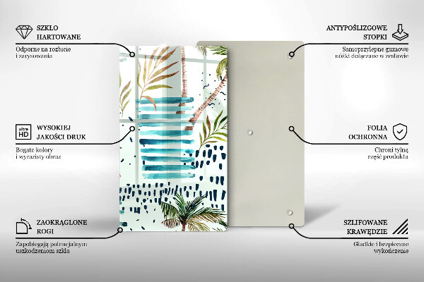 Kuchynská doska veľká zo skla Dovolenkové ilustrácie