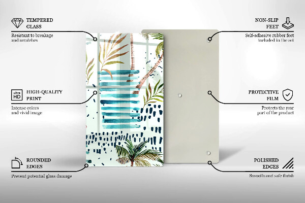 Kuchynská doska veľká zo skla Dovolenkové ilustrácie