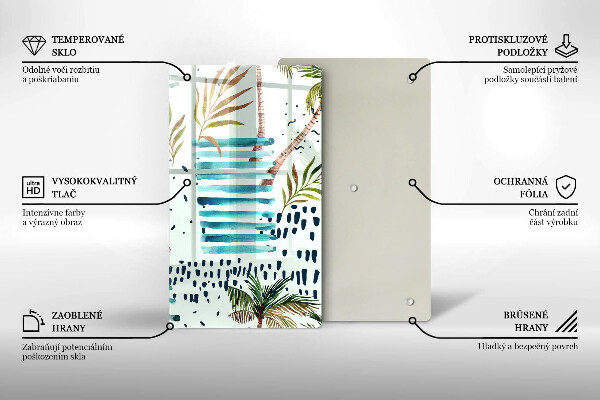 Kuchynská doska veľká zo skla Dovolenkové ilustrácie