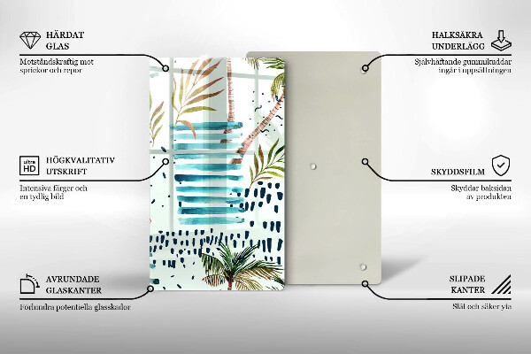 Kuchynská doska veľká zo skla Dovolenkové ilustrácie